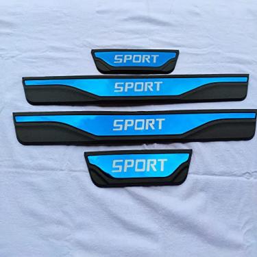 Imagem de GZBFTDH Proteção de Peitoril Soleira da Porta, para Ford Focus Escape Fiesta Carro Acessórios, Aço Inoxidável Kick Plate Guard de Pedal de Limiar Protetor, Peças para Automóveis