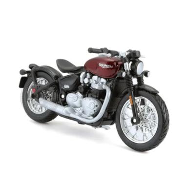 Imagem de Miniatura Moto Triumph Bonneville Bobber Vinho Burago 1/18