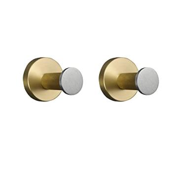 Imagem de Gancho de barra de toalha de aço inoxidável escovado e dourado Suporte de papel higiênico Suporte de escova de banheiro Toalheiros Toalheiros Acessórios de banheiro, 2 PCS Robe Hook