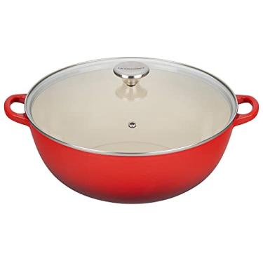 Imagem de Le Creuset Forno de chef de ferro fundido esmaltado com tampa de vidro, 7,5 qt, Cereja
