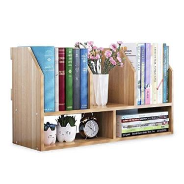 Imagem de KIZQYN Estante multifuncional para mesa de trabalho estante de madeira organizador de armazenamento de mesa rack de exibição suprimentos de escritório organizador de mesa estante