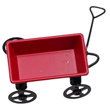 Imagem de TOPPERFUN 2 Unidades Modelos De De Trilha De Metal Pequena Carroça Vermelha Mini-reboque Mini Carrinho De Mão Pequena Decoração De Carroça Vermelha Mini-vagão Filmagem Faz De Conta Miniatura