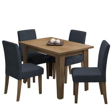 Imagem de Conjunto De Mesa Sala De Jantar Miami Com 4 Cadeiras Trieste Suede 1,20m Cedro / Chumbo Dobuê Cedro