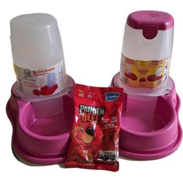 Imagem de Comedouro e Bebedouro Automático 1600 ml - BURDOG, ROSA + BIFINHO