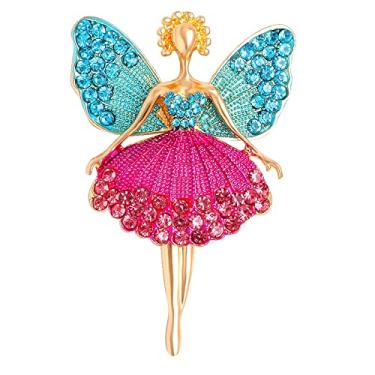Imagem de jinyi2016SHOP Broche feminino de beleza, dança de menina, broches de festa, casual, broches, acessórios de festa, acessório de fantasia (cor metálica: verde)