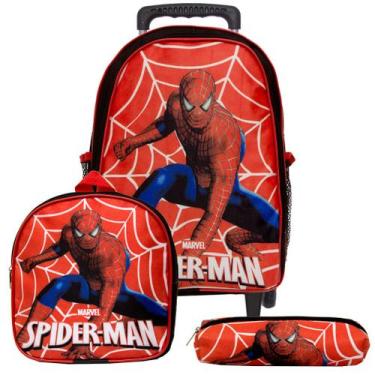 Imagem de Kit Mochila Infantil Masculina Rodinha Spider Man TN 3 Pçs - TOYS 2U