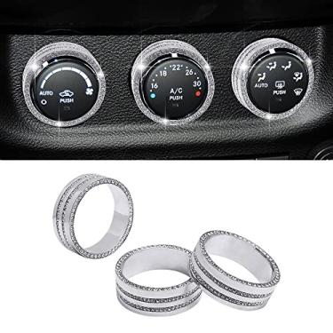 Imagem de LECART Acessórios de carro Bling para Jeep Wrangler JK JKU 2011-2018 Glitter AC Puxador Capas para Bússola Liberty Patriot Pacote com 3