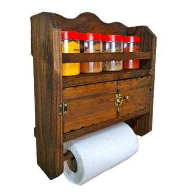 Imagem de / Art & Lar / Porta Tempero Armarinho Papel Toalha Potes Vidro
