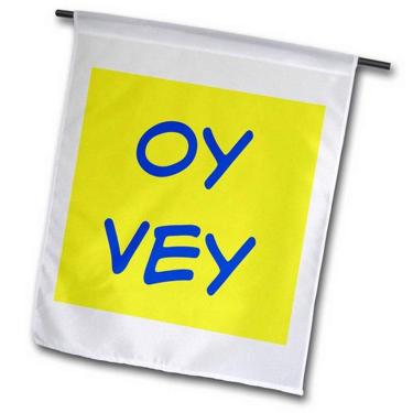 Imagem de 3dRose fl_201982_2" Oy Vey Blue Lettering on A Yellow Background Garden Flag, 45,72 cm x 68,88 cm