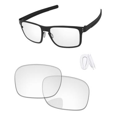 Imagem de PapaViva Lentes de reposição e peças de nariz para óculos de sol Oakley Holbrook Metal OO4123 55 mm HD Clear Pro + bloqueio de luz azul