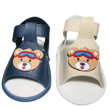 Imagem de Kit 2 Pares Sandálias Urso Para Bebê Menino - Baby's Shoes, Bege, Azul