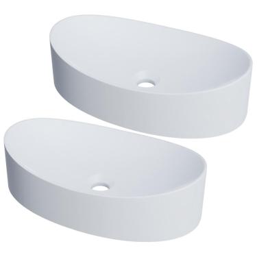 Imagem de Kit 02 Cubas De Apoio Canoa Lavabo C01 Bc47w Branco Matte Fosca - Lyam