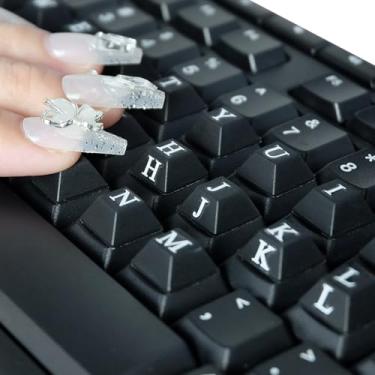 Imagem de MERFUNTO Adesivo De Teclado Em Relevo Com Decalques Personagens Diy Para Digitação Nail Art, Almofada Silicone Adesiva Teclas Alfanuméricas Unhas Longas E Jogos