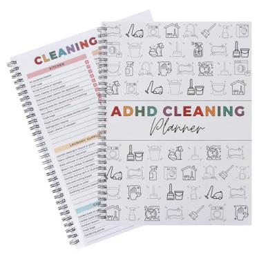 Imagem de Planejador de limpeza Adhd, plano editável de limpeza doméstica, diário, semanal, mensal, agenda e lista de verificação anual, lista de tarefas domésticas de limpeza ajustável, organizador de