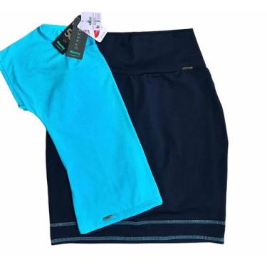 Imagem de Conjunto Short Saia Reta com Bolso interno+ Blusa Dryfit Roupa Fitness