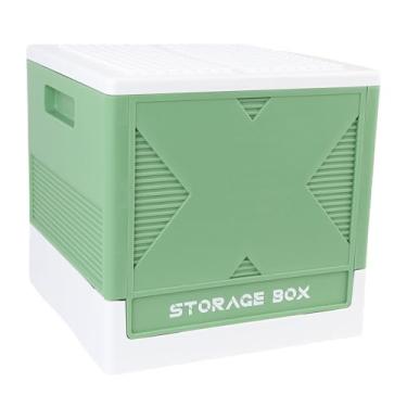 Imagem de Yosoo 37L Caixa de Armazenamento Com Placa de Base de Construção, PP Material Organizador Caseiro Design Empilhável para Recipiente Criativo de Viagens (Verde)