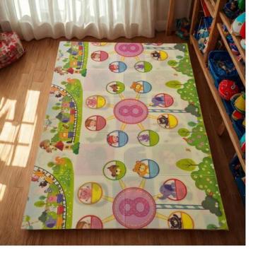 Imagem de Tapete Tatame Infantil Dobrável Dupla Face 2x1,5m Antiderrapante Engat