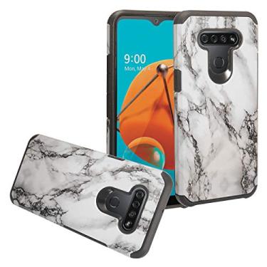 Imagem de CELZEN - Para LG K51, LG Reflect (LM-K500) - Capa de telefone com imagem híbrida - mármore branco AD1