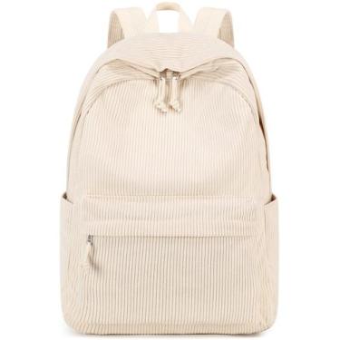 Imagem de Mochila escolar Bluboon Corduroy para meninas adolescentes bege