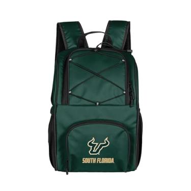 Imagem de Logo Brands Mochila térmica NCAA South Florida Bulls 24 latas flexível – forro à prova de vazamento, parte superior de cordão elástico e alças de ombro – Cooler portátil para portas traseiras, praia e
