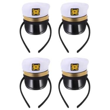 Imagem de CORHAD 4 peças de chapéu de capitão, acessórios exclusivos de fantasia de marinheiro, para festas, cosplay, celebrações, confortáveis, estilosos, aros de cabelo