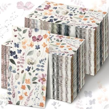 Imagem de Seajan 200 peças de guardanapos de papel floral para convidados toalhas de mão descartáveis para banheiro papel toalhas de hóspedes guardanapos para primavera e verão casamento banheiro aniversário