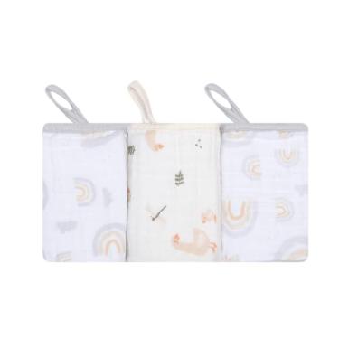 Imagem de Paninho De Boca Papi Soft Com Prendedor De Chupeta Estampado 40Cmx 40Cm, 3 uns, Passeio de Patinhos, Amarelo