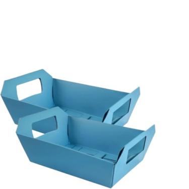 Imagem de Kit 10 Cestinhas de Papel Coloridas 18x12x5cm – Para Presentes, Chocolates, Lembrancinhas e Decoração do Dia das Mães (Azul bb,20 UNIDADES)