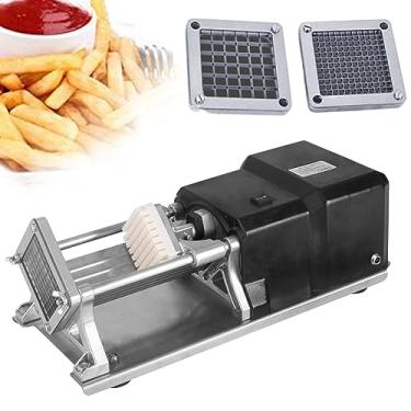 Imagem de Cortador comercial de frutas vegetais, cortador de batata frita em aço inoxidável, lâminas de 6 mm e 12 mm Cortador picador de batata com pés antiderrapantes, perfeito para batatas, cenouras, pepino