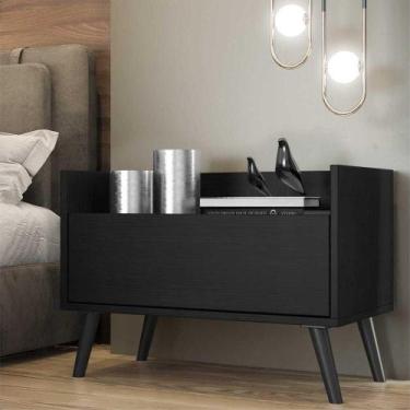 Imagem de Mesa De Cabeceira 60 Cm C/ Pés Retrô Multimóveis Preta