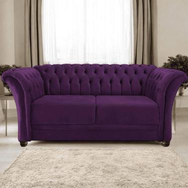 Imagem de Sofá Recamier Divã Chesterfield 200cm Sofia Suede Roxo Capitonê- Mabe Magazine