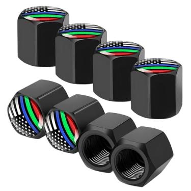 Imagem de NYTKL 8 peças de tampas de haste de válvula de pneu, lindas capas de válvula de pneu herméticas à prova de poeira, tampas de haste de roda de alumínio resistente à corrosão para carros, caminhões