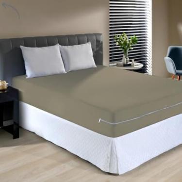 Imagem de Capa protetora para colchao de casal box, bege e respiravel, resistente