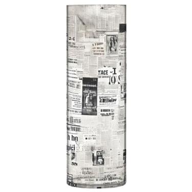 Imagem de JUZIHAI Old News Papers Vaso para Flores 9,9 cm x 30 cm Cilindro de Plástico Moderno Vaso de Flores para Centro de Mesa de Casamento Decoração de Casa