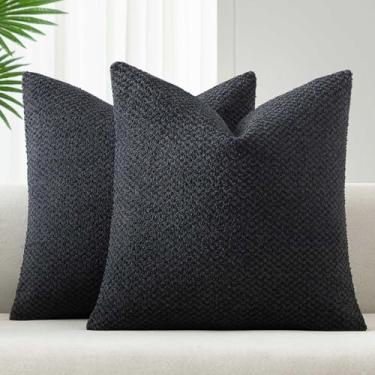 Imagem de JUSPURBET Conjunto de 2 capas de almofada decorativas 45,7 x 45,7 cm com zíper oculto para sofá, cama, casa de fazenda moderna, boho, decoração de casa, cinza carvão