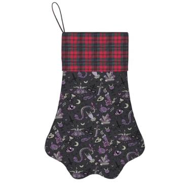 Imagem de Meias de Natal com estampa gótica preta roxa e assustadora, animais de estimação, decoração de Natal, cães, gatos, árvores, doces, presente, conveniente