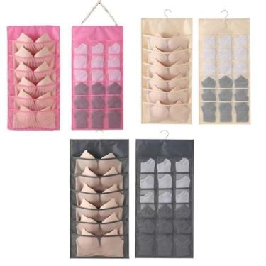 Imagem de CABIDE ORGANIZADOR DUPLA FACE PORTA SUTIA 24 BOLSOS COLMEIA