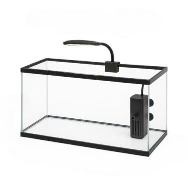 Imagem de Aquário de Peixes 20 Litros 40x20x25cm - Vidro 3mm Ideal para Peixes Ornamentais, Produto Já Montado, Prático para Casa ou Apartamento (20 Com bomba e luminaria 110v,40x20x25)