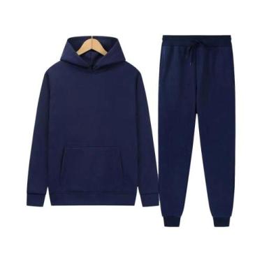 Imagem de Conjunto De Moletom Masculino Com Capuz Grosso Para Outono, Inverno E 