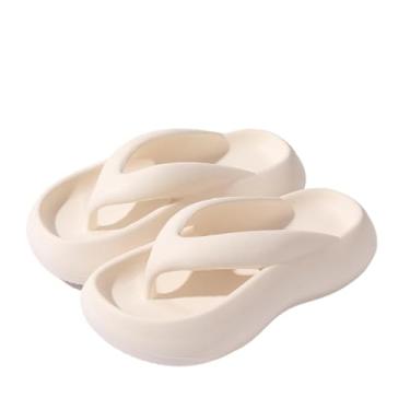 Imagem de Sandálias rasteiras femininas casuais de verão para chuveiro, banheiro, viagens ao ar livre e roupas de praia disponíveis em várias faixas de tamanhos, Bege, 35