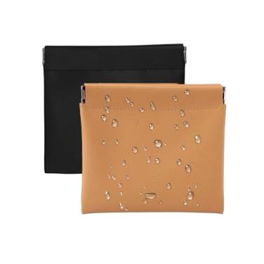 Imagem de Bolsa de maquiagem pequena para bolsa, bolsa portátil para mulheres, organizador de batom, bolsa de armazenamento pequena para kit de viagem, Preto + marrom, pacote com 2, Morden