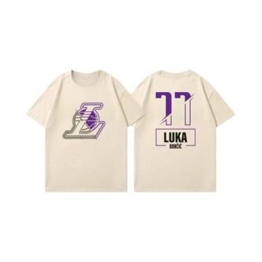 Imagem de Camiseta De Manga Curta Lakers Luka Doncic Para Homens E Mulheres, Cas
