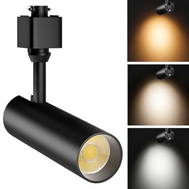 Imagem de OTeedo Cabeças de iluminação de pista de LED reguláveis de 10W, luminárias tipo H 3000K-4500K-6000K Luzes de trilho ajustáveis refletor de teto para iluminação de arte de varejo sem cintilação CRI90+