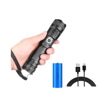 Imagem de Lanterna LED Recarregável De 90000 Lumens, À Prova D'Água, Com Zoom E 