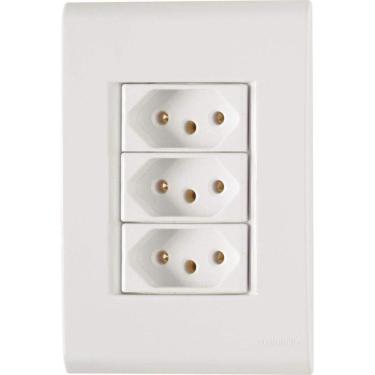 Imagem de Conjunto 4x2 Com 3 Tomadas 2p+t 10 A 250 V Tramontina Liz Branco Tramontina