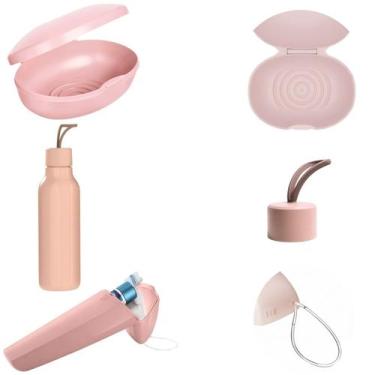 Imagem de Kit Viagem Porta Escova de Dente Saboneteira Soft Garrafinha Multiuso 