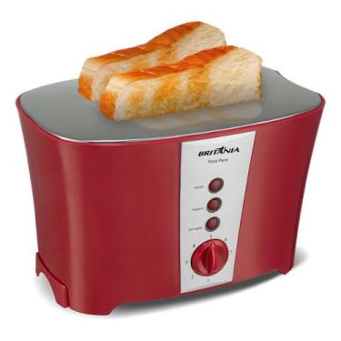 Imagem de Torradeira Britânia Tosta Pane 3 Em 1 Inox 7 Níveis 850w Cor Vermelho,