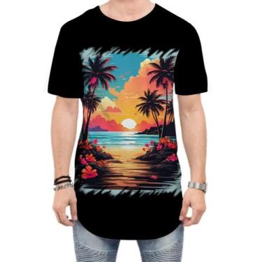 Imagem de Camiseta Longline Praia Paradisíaca Vintage 5 - Kasubeck Store®, P