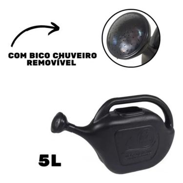 Imagem de Regador Plástico 013201002 para Irrigação Jardins Plantas Pequenas Áreas 5L Preto Metasul