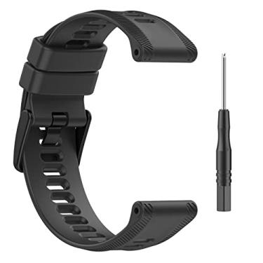 Imagem de Pulseira de silicone de substituição para relógio Garmin Forerunner 955 Descent G1, Preto